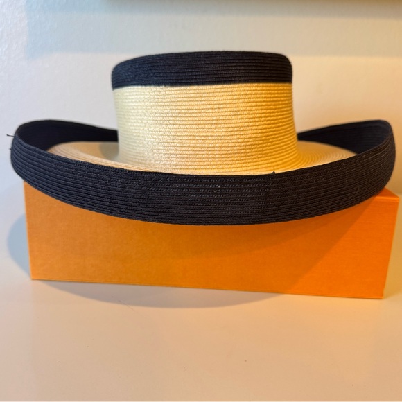 Nordstrom Black and Tan Raffia Hat Made in Italy - Picture 3 of 7